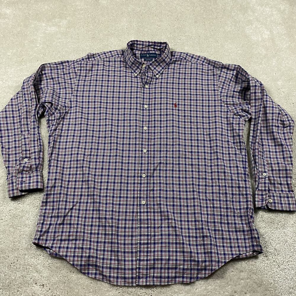 Ralph Lauren Shirt Mens XL Plaid Button Down Blake Classic Fit Work Office